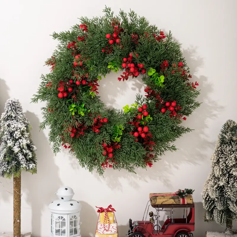 Artificial christmas wreath with decorative red berries Bon Marché