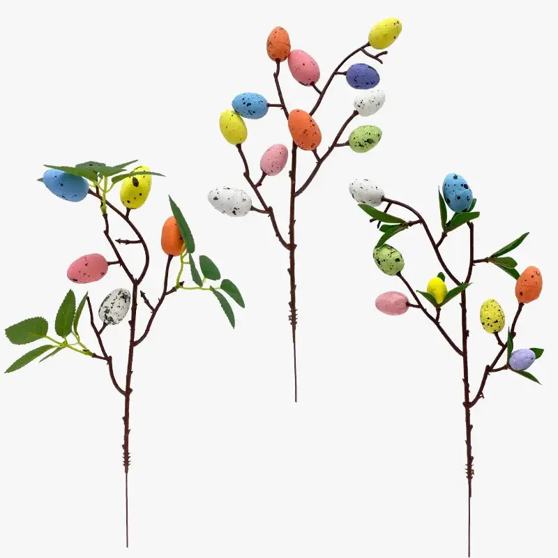 Easter foam decoration with colourful eggs and artificial plant for… Paiement Sécurisé