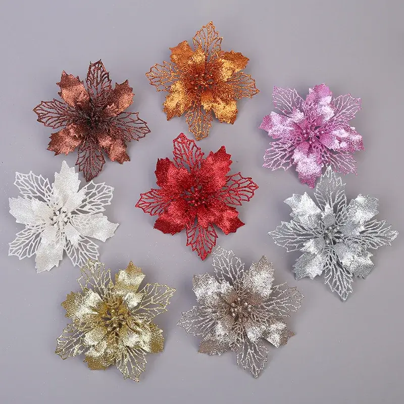 Glitter flower hanging christmas tree decoration Haute Qualité