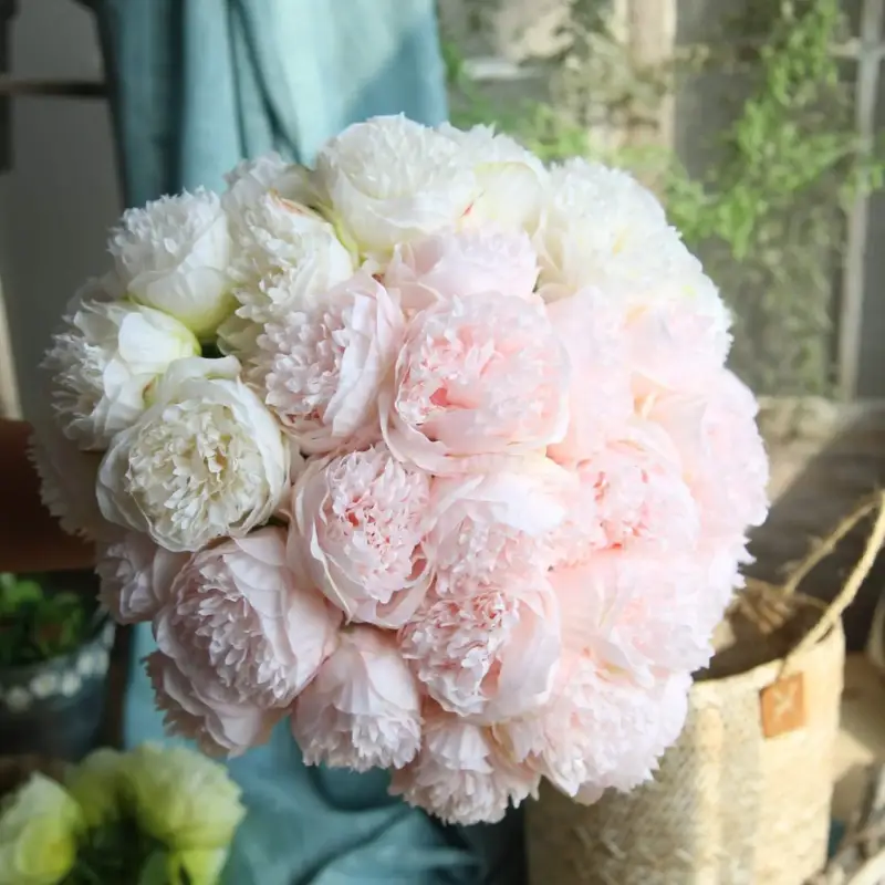 Livraison Express Bouquet of 5 artificial silk peonies for decoration