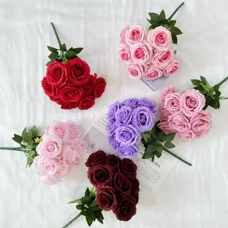 Dernier Modèle Artificial silk rose bouquet for interior decoration