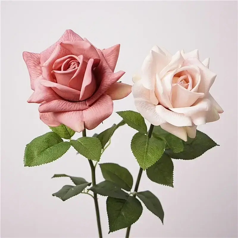 High quality artificial rose branch realistic floral decoration Pas Cher