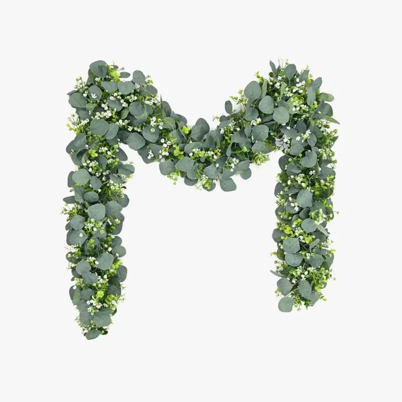 Nouveauté Artificial eucalyptus garland with white flowers and decorative ber...