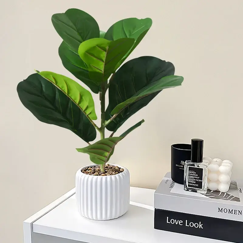 Offre Du Jour Artificial ficus plant with banyan leaves for garden or office deco...