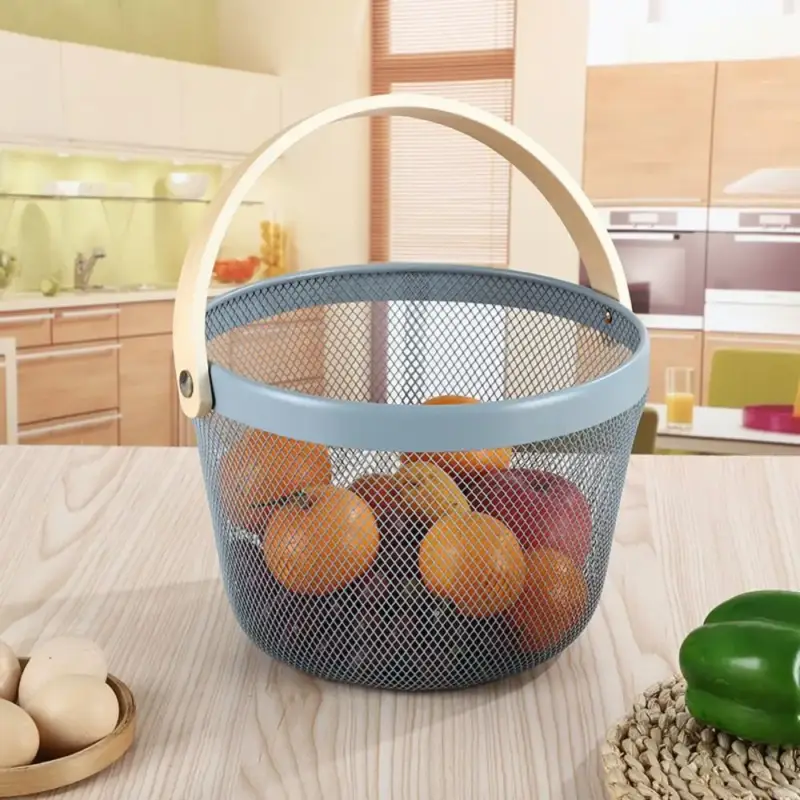 Lightweight and elegant foldable iron storage basket Populaire