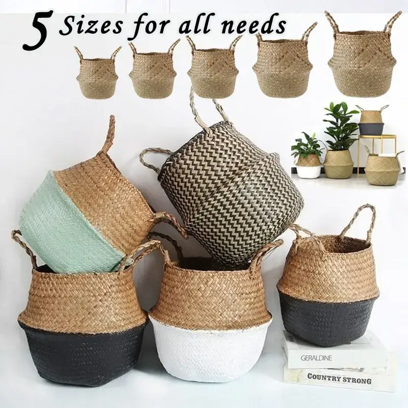 Foldable rattan storage baskets with handle for multiple uses Prix Choc