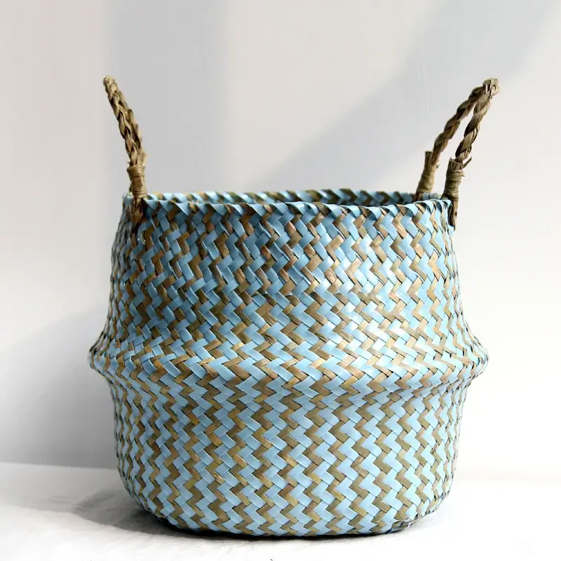 Boho wicker storage baskets handmade collapsible decor Prix Choc