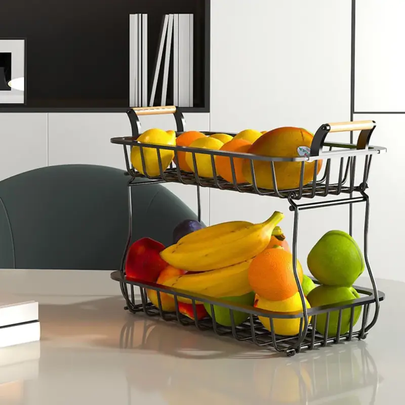 Rectangular two-tier fruit and vegetable storage basket Authentique