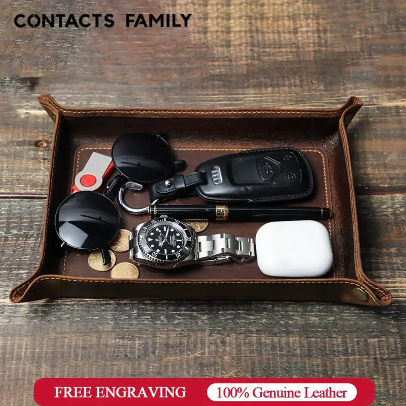 Prix Promo Genuine leather foldable storage trays for office and keys