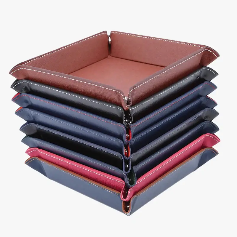 Meilleur Choix Foldable leather tray for storage and accessories