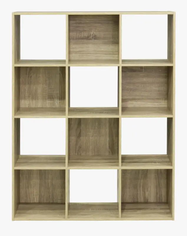 Open wooden shelf with 12 oak storage cubes Certifié