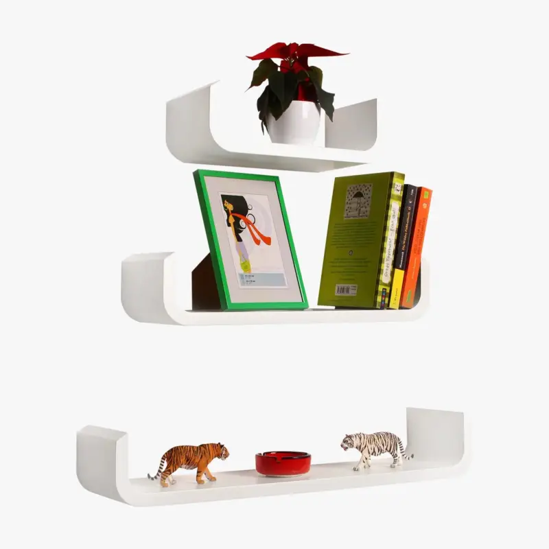 Set of 3 modern wooden wall shelves for books and home decor Achetez Aujourd'hui