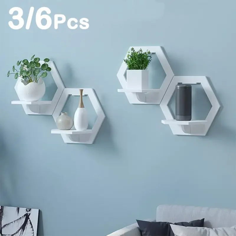 Prix Choc Set of 3 or 6 hexagonal shelves for flowers handmade decor