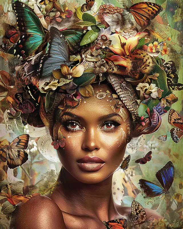 Nouvel Arrivage Ethnic girl butterfly flower seascape paint by numbers kit for adults