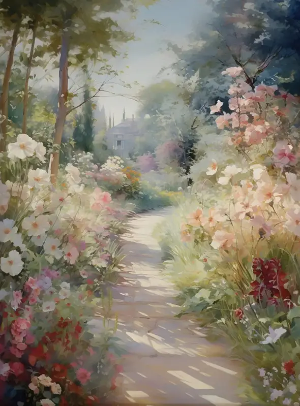 Bon Marché Vintage countryside wildflower canvas painting