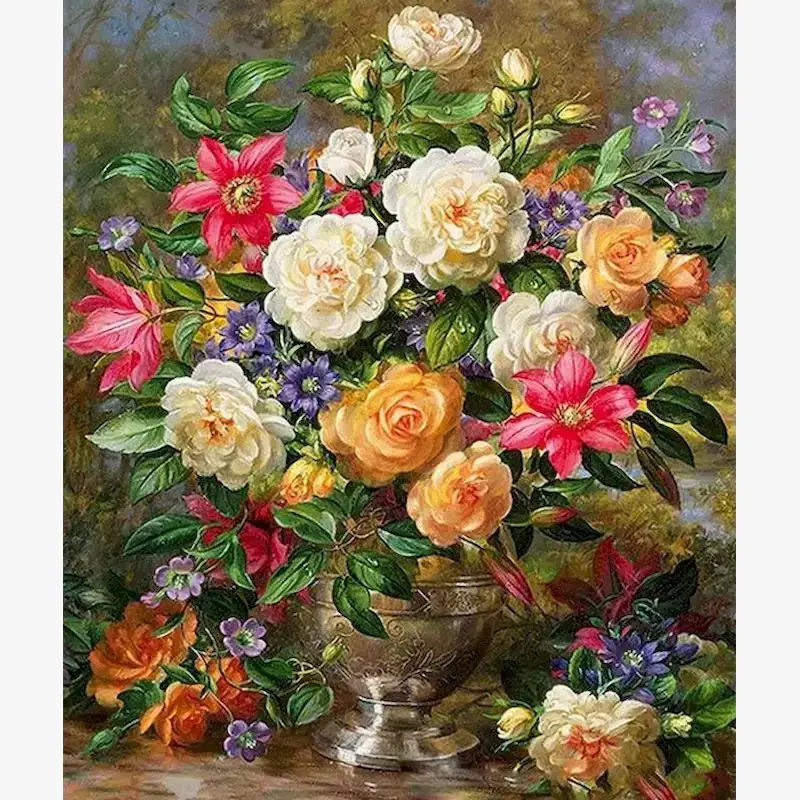 Flower paint by numbers kit for adults Authentique
