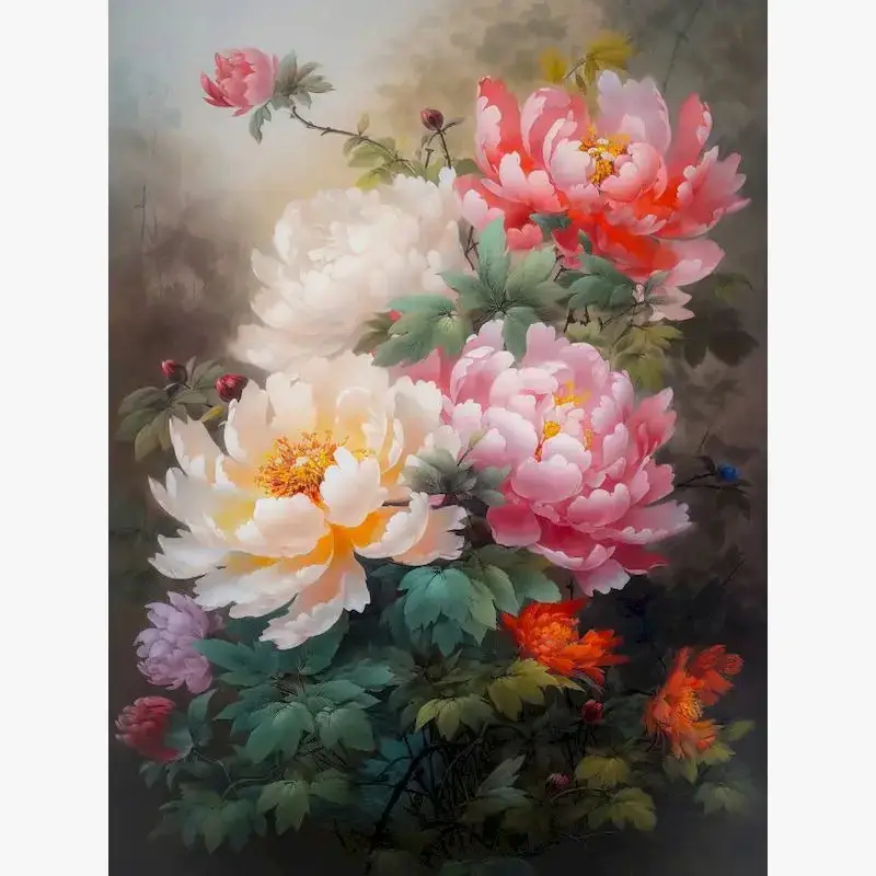 Paint by numbers kit for adults flowers on canvas Marque