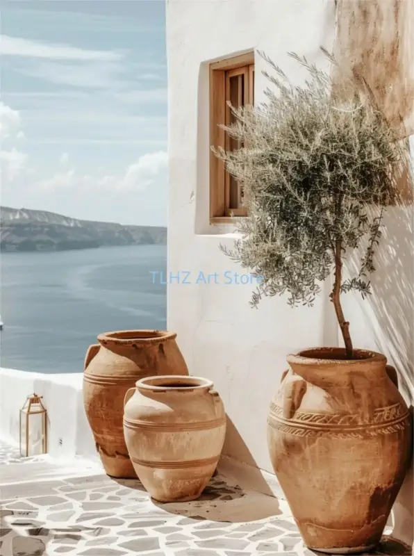 Modern travel landscape posters of santorini greece Achat Immédiat