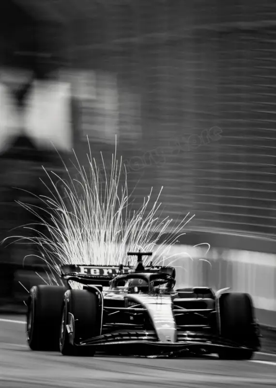 Vintage black and white f1 racing poster canvas print Nouvel Arrivage