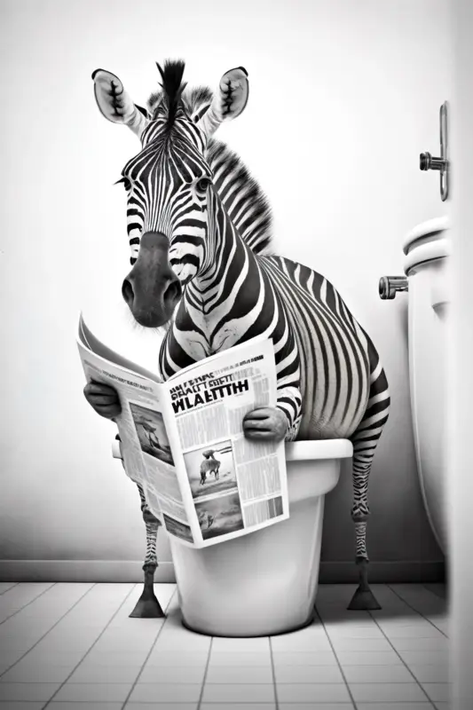 Humorous animal canvas wall art for bathroom Prix Bas
