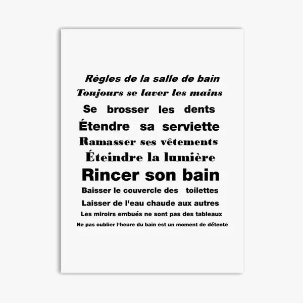 Livraison Express Minimalist bathroom rules wall art print