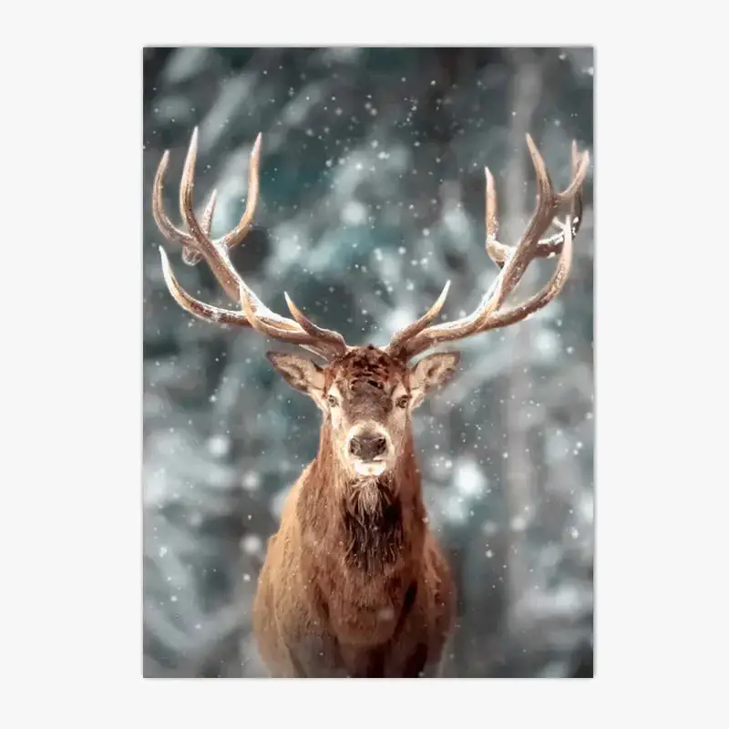 Pas Cher Winter forest wall art with fox, owl and deer
