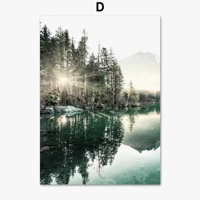 Natural landscape poster morning lake beach grass lace flower fox Bon Marché
