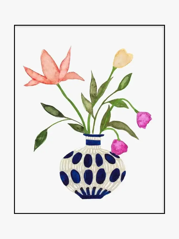 Nordic watercolour flower vase wall art Paiement Sécurisé