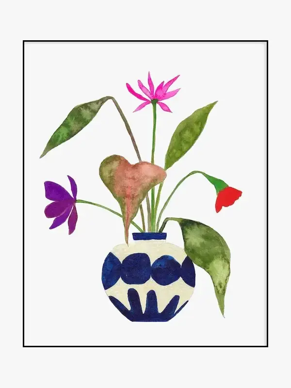 Commander Maintenant Watercolour flower wall art nordic poster for interior decor