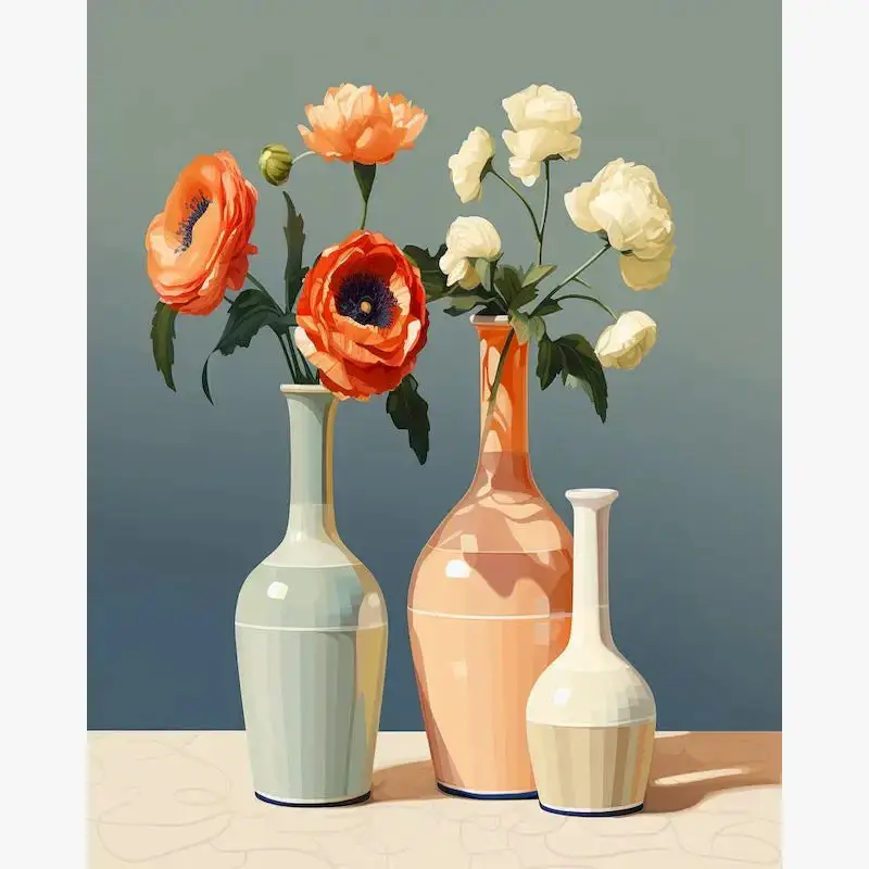 Romantic vase paint by numbers kit for home decor Offre Spéciale