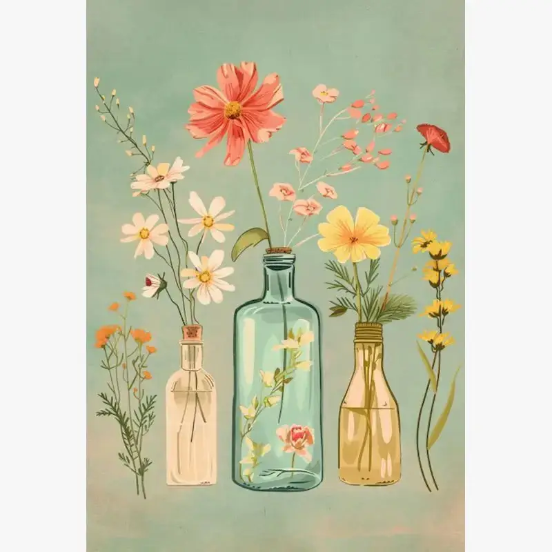 Livraison Express Romantic vase paint by numbers kit on artisanal canvas
