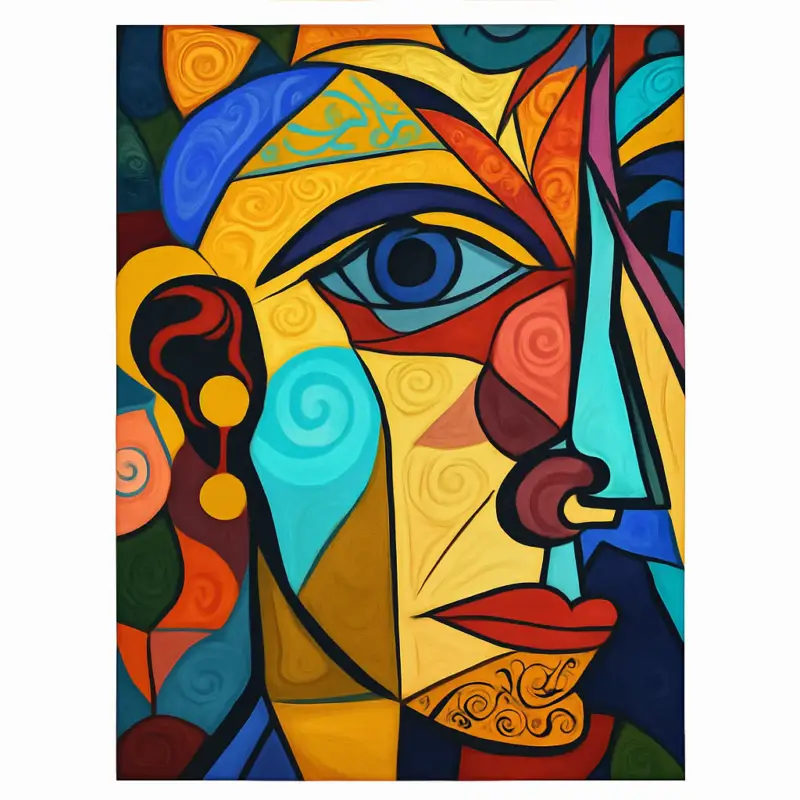 Jusqu'à Épuisement Des Stocks Abstract cubist painting picasso style character head wall decoration