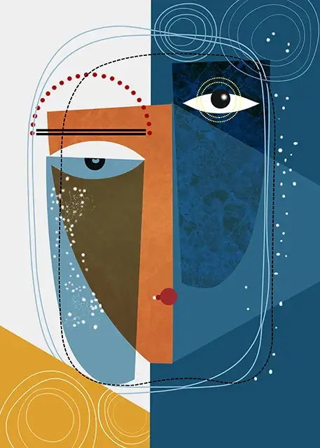 Abstract wall art with modern figures for interior decoration Solde