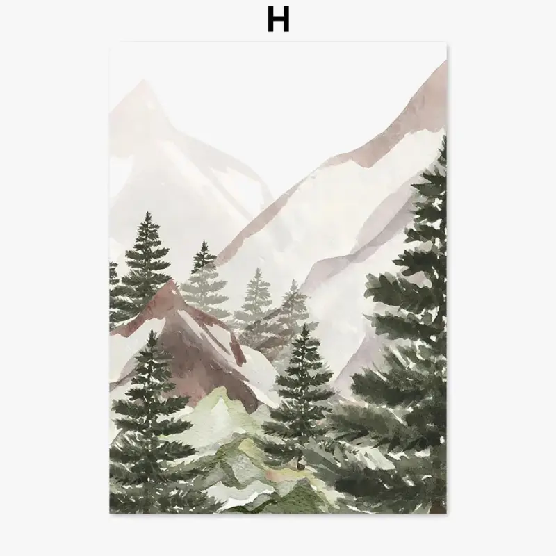 Abstract mountain forest painting for boho decor Dernier Modèle
