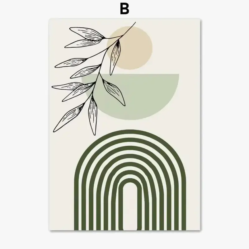 Abstract green plants painting boho wall decoration Certifié