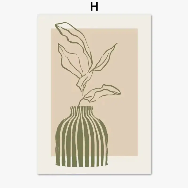 Pas Cher Abstract wall art with green plants boho nordic decor