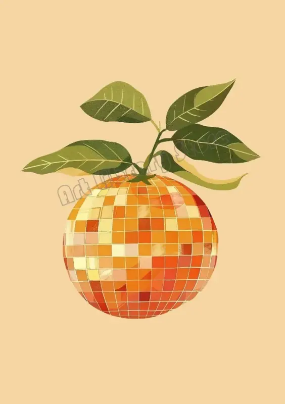 Retro abstract disco ball art print for interior decoration Promotion
