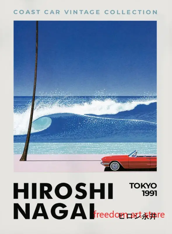 Remise Vintage japanese art posters hiroshi nagai vaporwave beach wall decor