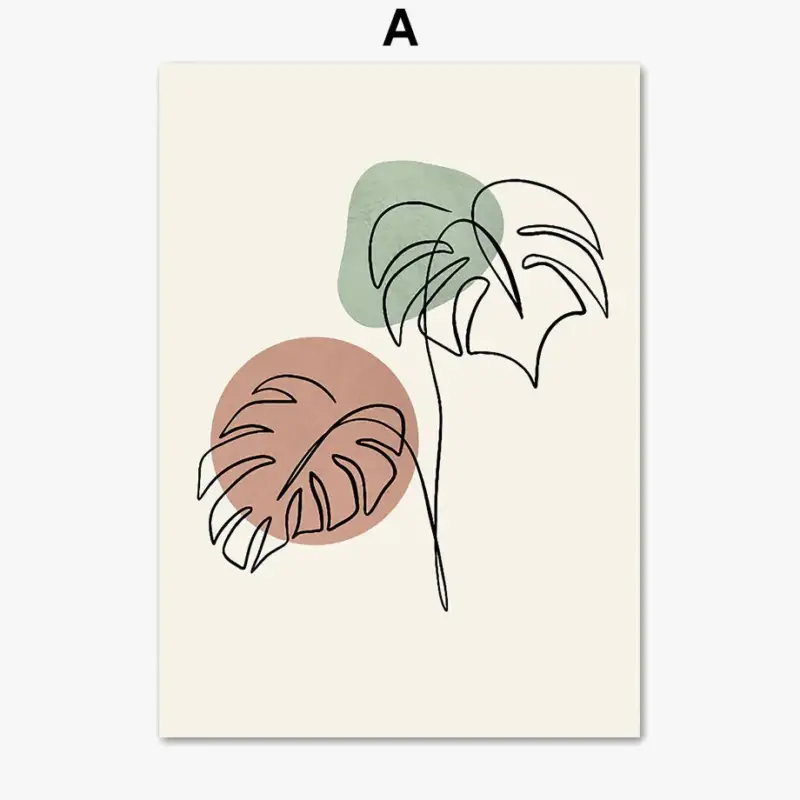Abstract wall art girl cactus leaves flowers geometric Nouvelle Collection