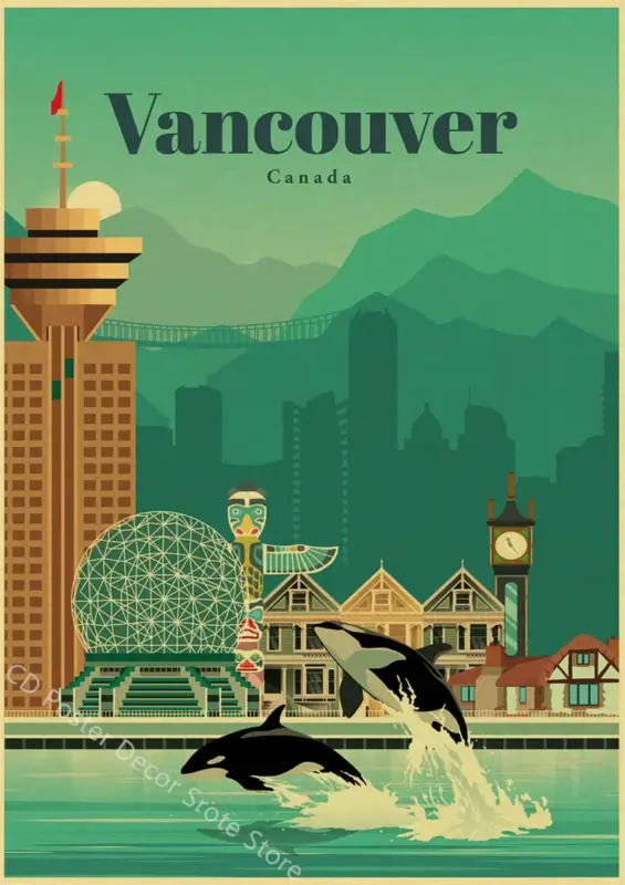 Expédié Aujourd&rsquo;hui Vintage world cities poster for wall decoration