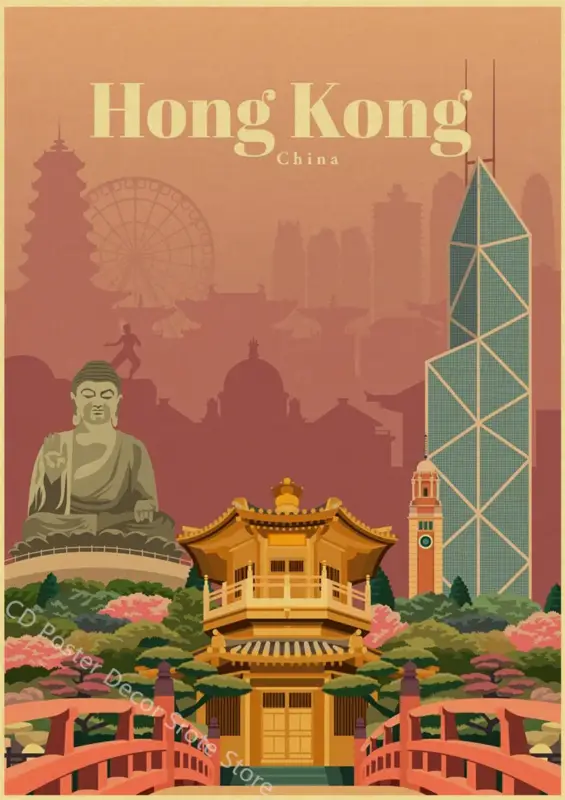 Expédition Rapide Vintage world cities poster for wall decoration