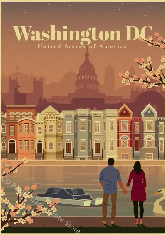 Promotion Saisonnière Vintage world cities poster wall decor