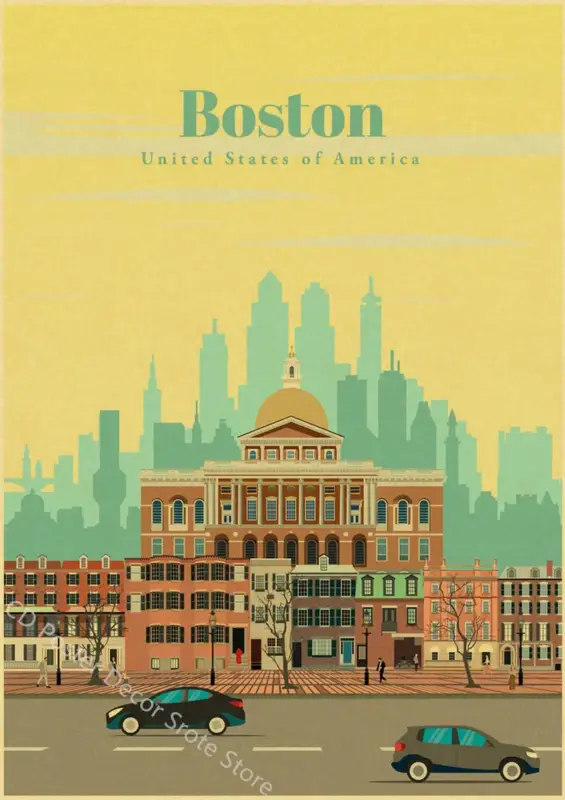Affaire À Saisir Vintage world cities poster architecture and landmarks