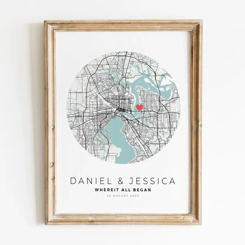 Personalised city map valentine's day gift for him Prix Promo