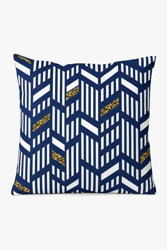 Navy blue geometric cushion for sofa or decor Prix Bas