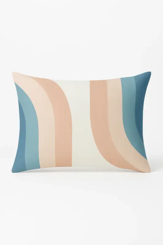 Reversible abstract geometric lumbar cushion for sofa or office Prix Bas