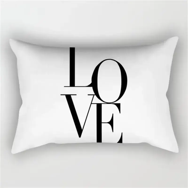 Rectangular black and white marble-effect cushion cover 30 x 50 cm Super Prix