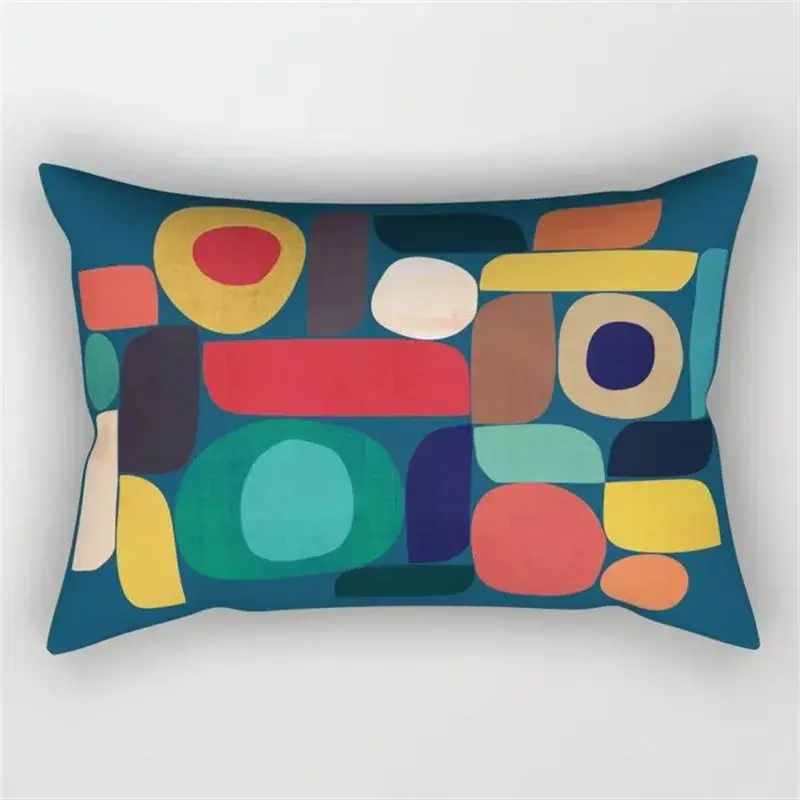 Geometric rainbow and botanical pattern cushion cover Commander Vite