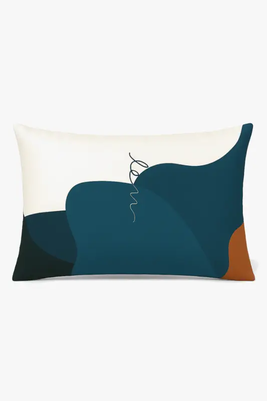 Geometric rainbow and botanical pattern cushion cover Solde