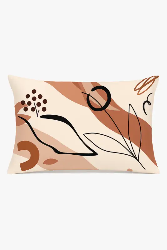 Acheter En Ligne Rectangular cushion cover with geometric rainbow and botanical pattern